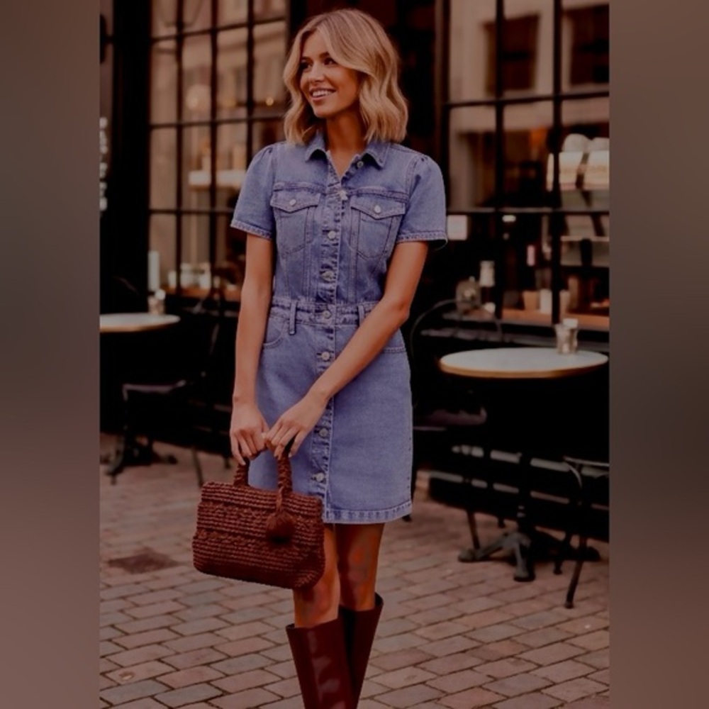 Macy’s On 34th NWT Women's Denim Trucker Mini Dress Sz 6 FIRM